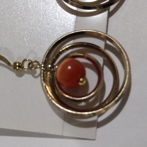 Gold Layered Circle Drop Earrings with Bead Center – Women's Artistic Statement - Picture 6 of 8